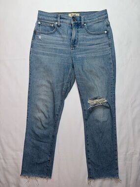 Madewell The Perfect Vintage Jean 26P High Rise Straight Distressed Raw Hem